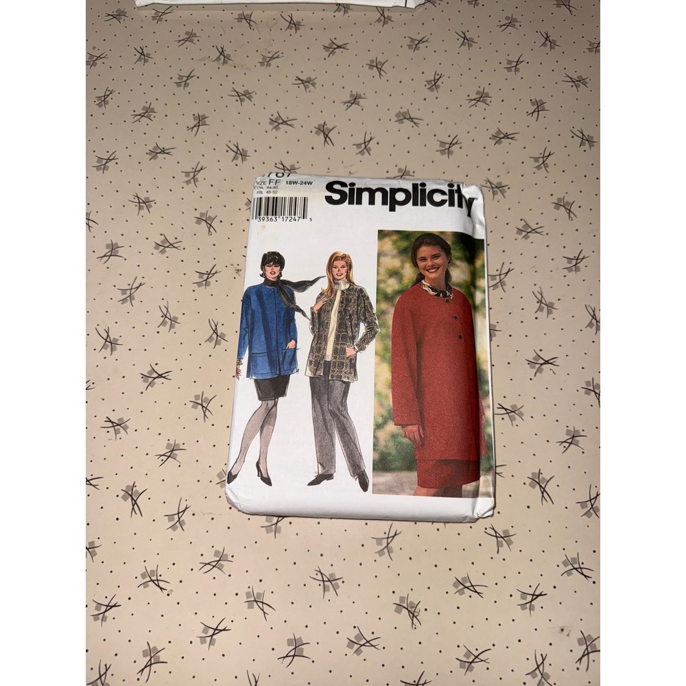 Simplicity 9787 Sewing Pattern Womens Jacket Vest Pants Skirt Size 18W-24W Uncut